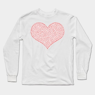 Heart - love - geometric pattern  - red and white. Long Sleeve T-Shirt